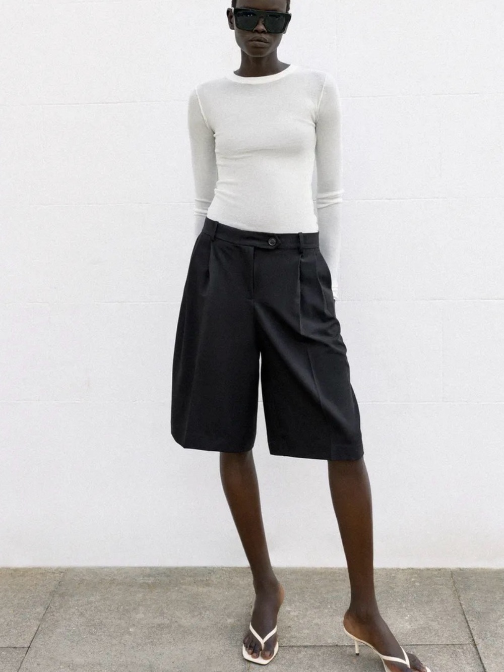 Club Monaco High-waist Wide-leg Bermuda Shorts